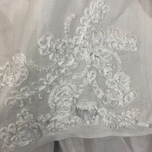 Sara Isabella 100% Linen Pants Blazer Set Small White Shirt Applique Cropped - Picture 6 of 15